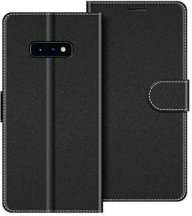 COODIO Handyhülle für Samsung Galaxy S10e Handy Hülle, Samsung Galaxy S10e Hülle Leder Handytasche für Samsung Galaxy S10e Klapphülle Tasche, Schwarz