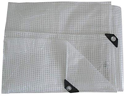 Bortaberg Tarpaulin Strengthened Waterproof Heavy Duty - Clear Tarp Sheet - Premium Quality Cover Made of 100gram/sm Reinforcing Mesh, for Camping Fishing Gardening Pets ([m]3x5 || 9.8'x16')