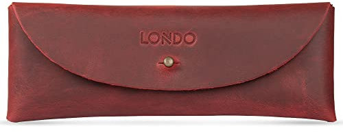 Londo Echtleder Federmäppchen mit Druckknopfverschluss - Bleistift Beutel, Schlampermäppchen, Pencil Case, Schulmäppchen, Stiftetasche, Schlampermäppchen