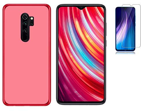 Todobarato24h Funda Compatible con Xiaomi Redmi Note 8 Pro (6.53) Pulgadas Roja TPU Lisa Silicona + Protector Cristal Templado