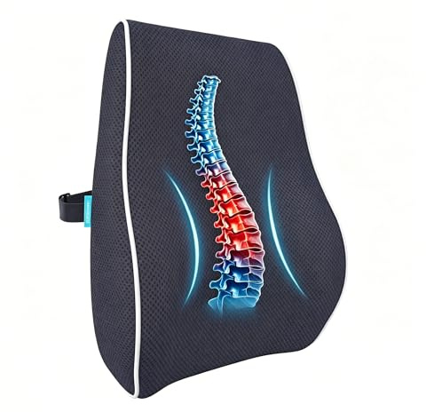 bonmedico Bürostuhlkissen, Standard, Grau, Lordosenstütze | Memory Foam Lendenkissen für Büro, Auto & Zuhause, Ergonomische Rückenstütze
