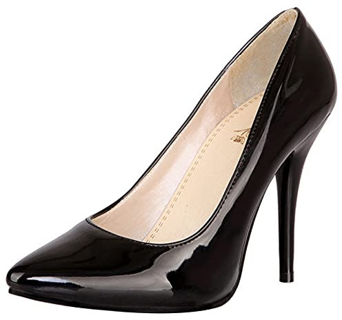 MJIASIAWA Tacón De Aguja Mujer Puntiagudo Vestido Sin Cordones Pump Moda Noche Tacón Alto Formal Bridesmaid Zapatos Negro Talla 43 EU/45 Asiática