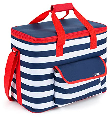 Yello 30 Litre Family Cooler Picnic Bag, Stylish Nautical Design, Blue