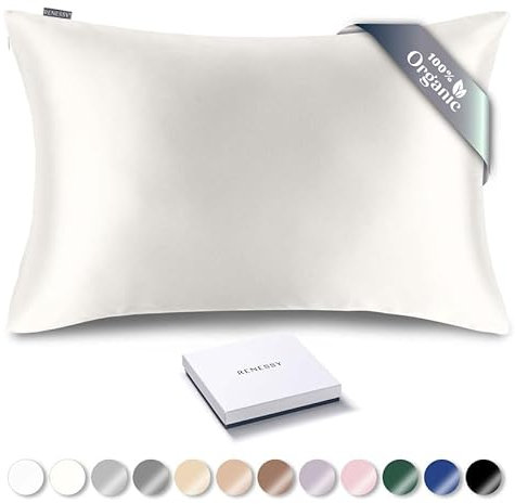 RENESSY Kissenbezug aus 100% Bio-Seide 40x60 cm - 22 Momme Maulbeerseide, Güteklasse 6A, Oeko-Tex zert. in Deutschland - Luxus für Haar und Haut, 1 Stück (Naturseide Off-White)