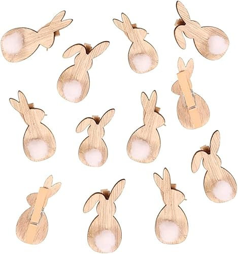 Yi'antai Ostern Holzklammer mit Hase, 30 Stück Osterdeko Clip für Geschenktüten zu Ostern Ostereier, Osterkinder Basteln Dekoration