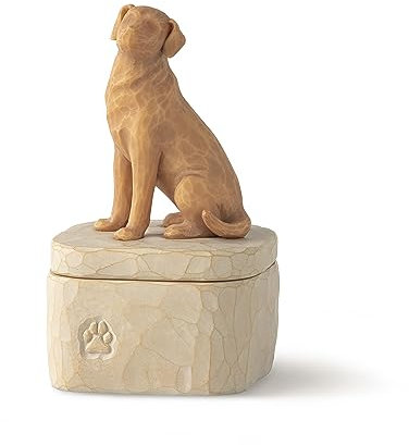 Willow Tree Love My Dog Boîte à souvenirs sculptée peinte à la main Doré