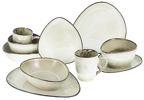 CreaTable, 23769, Serie CLOUDY, sand, 10-teiliges Geschirrset, Kombiservice aus Steinzeug, spülmaschinen- und mikrowellengeeignet, Qualitätsproduktion