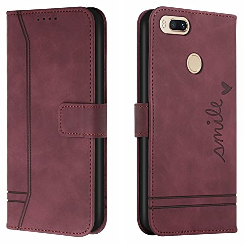 Lihondar Funda para Xiaomi Mi 5X / Mi A1, Premium PU Cuero Billetera Tapa Flip Protectora Carcasa Libro Case Magnético con Tapa y Ranura para Tarjetas Piel Cartera para Xiaomi Mi 5X / Mi A1 (Rojo)