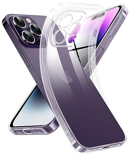 Supdeal Crystal Clear Hülle für iPhone 14 Pro, Niemals gelb mit Kameraschutz, Silikon Durchsichtig Handyhülle Weicher Passform, Ultra Dünn und Leicht Case Cover, 6,1 Zoll, Transparent
