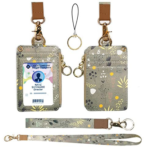 Ausweishülle Kartenhülle mit Schlüsselband, ID Kartenhalter mit Badge, ID Card Holder Abzeichen Kit, für Frauen, Lehrer, Krankenschwestern, Doktor, Student (Hellgrau)