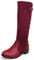 MJIASIAWA Donna Classico Punta Rotonda Knee Stivali Equitazione Pelle Lined Inverno Moda Block Tacco Medio Stivali Equitazione Vino Rosso Numero 43 EU/45 Asiatico