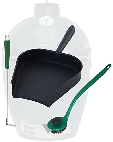Big Green Egg Reinigungsset mit Ascheschieber für Large und Medium, Ascheschaufel, Grillrost Schrubber [Original Zubehör] 3-teiliges Set