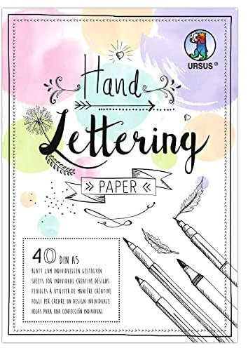 Ursus 24959299 - Handlettering Papier, Pastell Mix, DIN A5, 130 + 300 g/qm, 20 Blatt Tonzeichenpapier, 20 Blatt Fotokarton in je 5 Farben, zum kreativen Gestalten