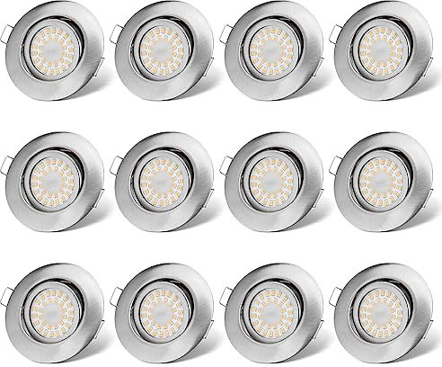 LED Einbaustrahler 230V Flach Dimmbar LED Spots 3 stufe Dimmbar 6W IP44 Bad Einbauleuchten Deckenspots Deckenstrahler,Warmweiß 3000K Schwenkbar Einbauspots für Badezimmer Küche Wohnzimmer,12er Set