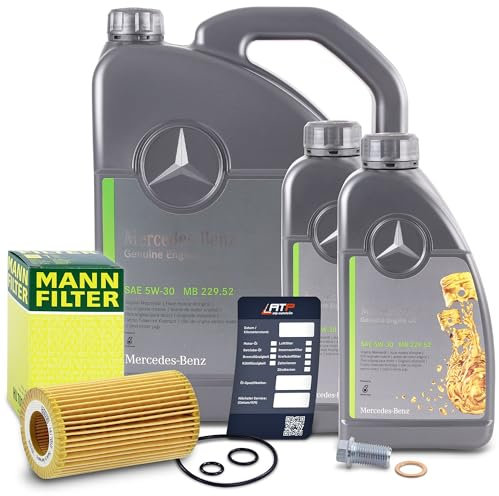 BESTPRICE Inspektionspaket Filterset mit 1x BESTPRICE Inspektionspaket Filterset mit Ölfilter; 1x Ölablassschraube mit Dichtring; 7l Motoörl 5W-30 MB229.51