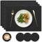 YUNJUER Silicone Place mat and Coaster Set of 4, Placemats Heat-Resistant 450 °F, Non-Slip and Waterproof, Decoration Accessories for Indoor, Outdoor, Home, Hotel, Restaurant, Dining Table, Black