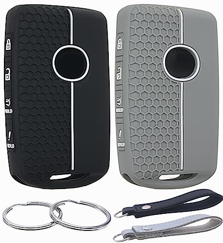 REPROTECTING Silikon-Gummi-Schlüsselhülle, kompatibel mit Mazda 3 6 CX-30 CX-5 CX-9 CX-50 (Schwarz/Grau, 4 Tasten/Silikon)
