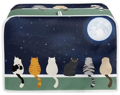 Baxinh Galaxy Print Oven Protector, Moon Cat 4 Slice Toaster Cover, Anti Dust Fingerprint Coaster, Kitchen Small Appliance