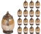 Jinfa 16er-Set Laternen Stimmunglichter mit batteriebetrieber LED-Lichterkette orientalische Zierde Tischdeko Geschenk | Oval | Königliches Gold | Ø 10,5 cm × H 18 cm