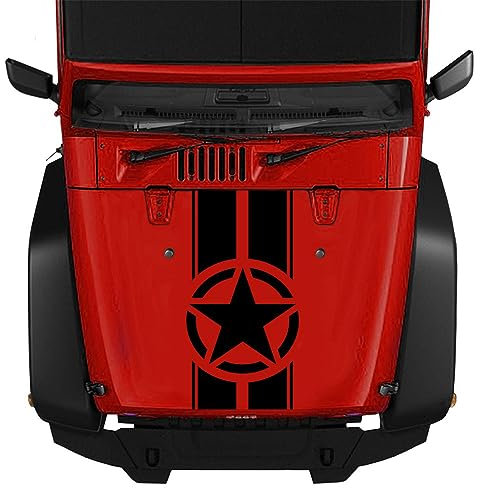 IBLUON Adesivo per cofano militare Doordash, per Jeep Wrangler TJ LJ JK Star Army Stripes Decal Vinile per auto camion Adesivo impermeabile