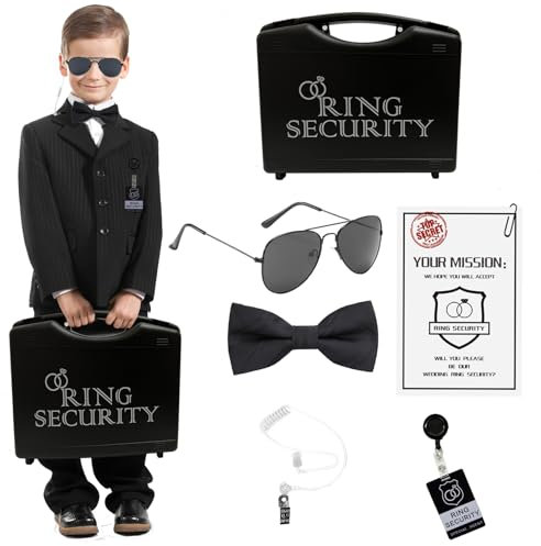 Falinpitos Hochzeitsring-Träger-Sicherheitsset, Hochzeitsgeschenk, Outfit mit Ringträger, Missionskarte, Sonnenbrille, Fliege, Ohrstück, Blumenmädchen, Trauzeugen, Ringträger, Antrag, Geschenke für