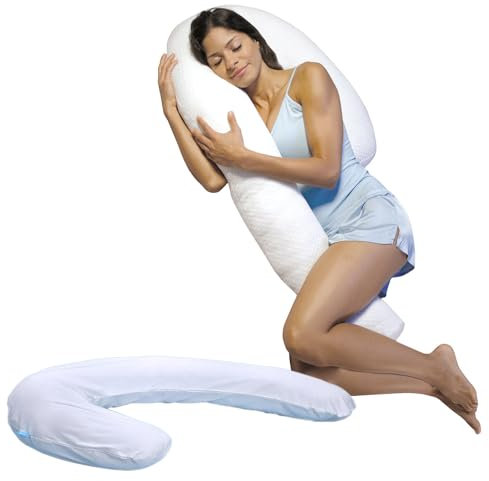 Dreamolino Swan – Seitenschläferkissen mit Bezug - Unterstützt & wirkt stabilisierend - Schwangerschaftskissen - Stillkissen – atmungsaktives, langes Kissen für Seitenschläfer - Kopfkissen