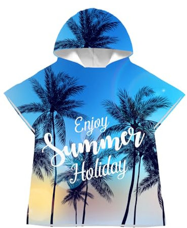 LOMTRATS Schnelltrocknender Surfponcho, Wickeltuch, Bademantel, Sporthandtücher für Schwimmer, Hoodie für Kinder, Schwimmen, Strand, Surfen, Tauchen, Baden（Kid-M）