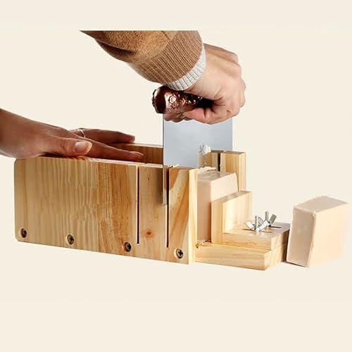 TEMU-SC 2 in 1 Taglierina di sapone in legno, Stampo per sapone, Silicone soap making stampo, kit sapone fai da te per il sapone morbido