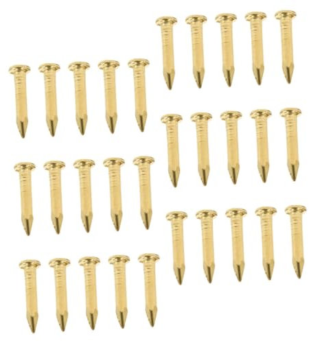 UKCOCO 100pcs Copper Nails Round Head 8mmx1.2mm Brass Color Furniture Nails for Picture Hanging Diy Carpentry Hardware Accessories