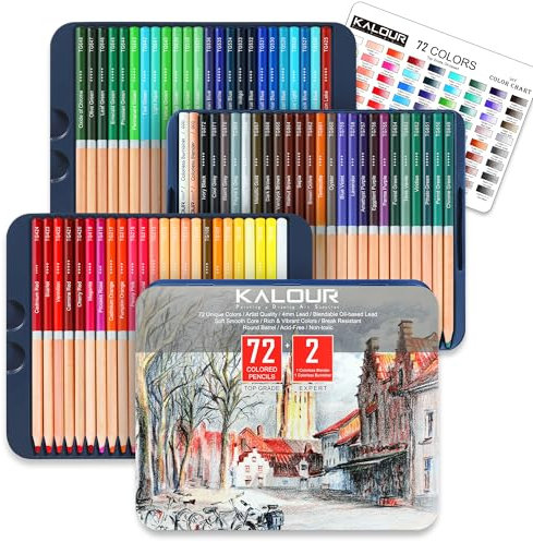 KALOUR 72 professionelle Buntstifte zum Ausmalen, auf Ölbasis, weicher Kern, ideal für Künstler und Anfänger