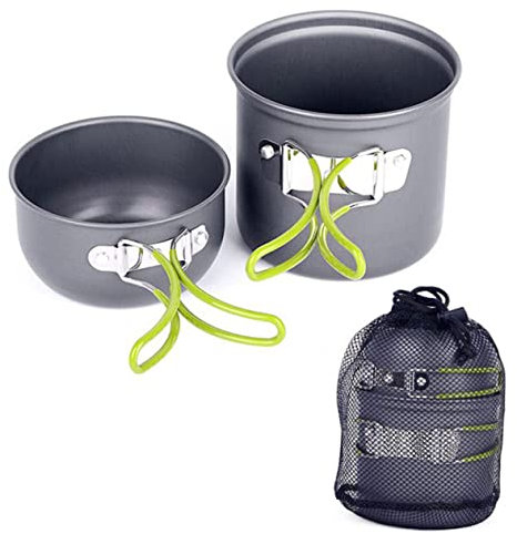 CORHAD Faltbarer Kochtopf Für Camping Kochpfanne Aus Robustem Material Kombi-kochset Mit Besteck Für Outdoor-aktivitäten Wandern Und Reisen