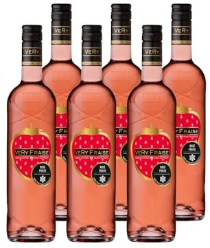 Very Fraise - Vin Rosé Fraise - Boisson aromatisée à Base de vin - Lot de 6 bouteilles x 75 cl