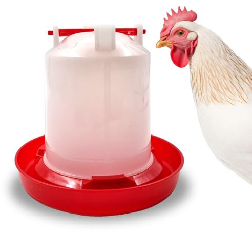 Kuvias 1 Litre Chicken Drinker - Durable Rat Proof No Waste Chicken Water Feeder w/Portable Built-in Handle - Poultry Drinker for Hen Duck Goose Quail