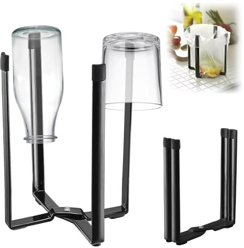 Flaschenabtropfgestell aus Stahl,21.5 cm Flaschenständer zum Abtropfen Schwarz,Faltbar Flaschenhalter Abtropfgestell,Flaschentrockner Ständer für 4 Flaschen,Abtropfständer für Trinkflaschen für Küche