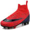 VTASQ Boys' Football Boots Kids Astro Turf Trainers Spikes Non-Slip Junior Football Shoes Red 13UK