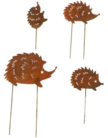 Kisangel 1set Wrought Iron Flowerpot Insert Micro Landscape Ornament Hedgehog Ornament Animal Garden Sign Garden Animals Statue Potted Plants Hedgehog Garden Planter Hedgehog Golden 4pcs