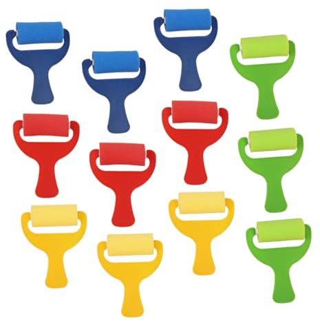 JEWEDECO 12Pièces Set de Pinceaux Éponge Ronds pour Peinture DIY Outils de Dessin et Bricolage pour Matériau Plastique Lavable et Réutilisable