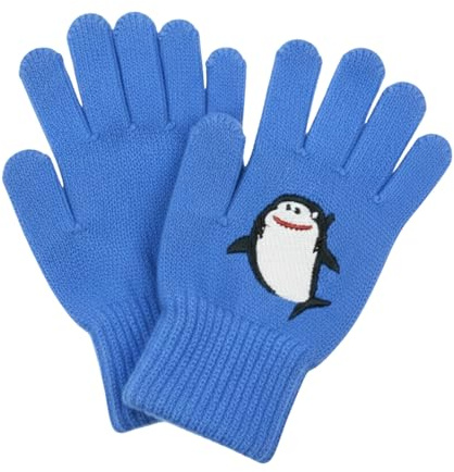 A2Z 4 Kids Boys Thermal Magic Gloves Winter Knitted Mittens | Full Finger Stretch Pair With Embroidered Motifs Ages 5 to 13 Years