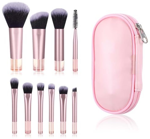 SHUOHONG 10 Stück Schminkpinsel Set mit Schminktasche, Professionelles Pinselset Makeup, Makeup Pinsel, Pinsel Set Schmink, Make-Up Zubehör für Foundation, Rouge, Lidschatten und Puder