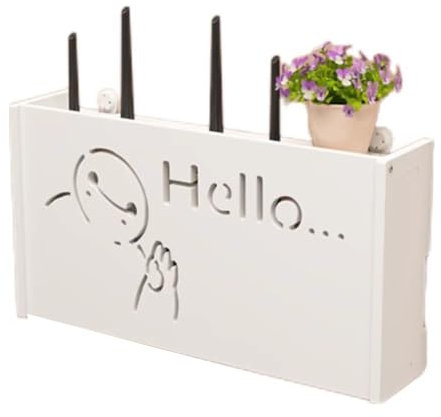 Wireless WiFi Router Aufbewahrungsbox Ohne Bohren Kabel Router Aufbewahrungsbox Regal Wandbehänge Halterung Kabel Organizer TV Set-Top Box Wandaufbewahrung Dekorative Box(Big White,38 * 8.5 * 20cm)