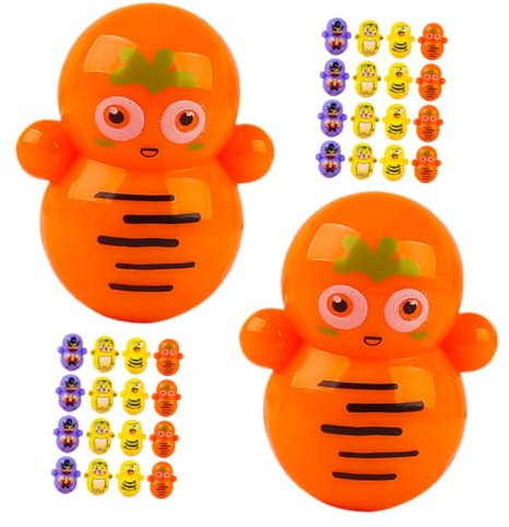KICHOUSE 50pcs Mini Tumbler Toys Vibrant Wobbling Dolls for Boy Girl Fun Table Decor Goodie Bag Fillers Safe for Parties Playtime