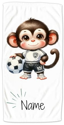 GRAZDesign Fußball Handtuch mit Namen personalisiert, Kinder Badetuch in Zwei Größen, Motiv AFFE - 140x70cm
