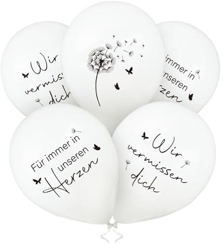 MEJOSER 24 Stück Trauer Luftballons 12 Zoll Beerdigung Trauer Deko Trauerfeier Latex Ballons Weiß Beerdigung Deko Trauerdekoration Trauergeschenk Wir vermissen dich