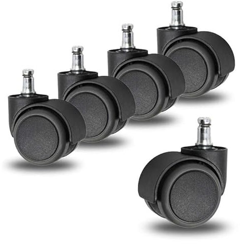 Sedus Netwin Rollen für Hartböden, Stuhlrollen Ersatzrollen Sicherheits-Doppellaufrollen für Drehstuhl Ersatz, Stift 11 mm, 5er-Set