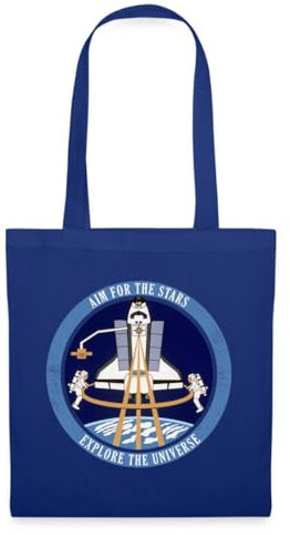Spreadshirt NASA Aim For The Stars Spruch Stoffbeutel, One size, Royalblau