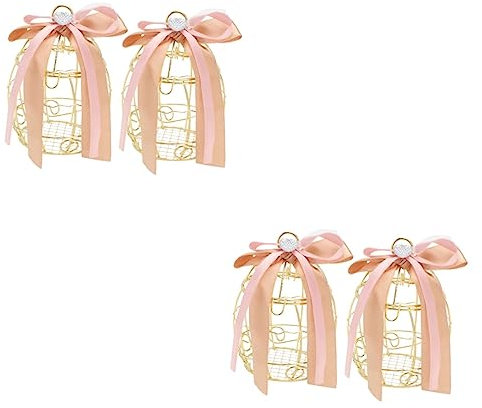 SHINEOFI 2sets Wedding Favour Candy Boxes Birdcage Style Candy Container Elegant Storage Box for Sweet Treats 2pcs*2