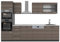 Vicco Küchenzeile R-Line, Edelgrau/Anthrazit, 300 cm mit Hochschrank, AP Marmor
