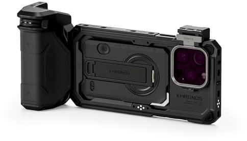 TILTA Khronos Handykäfig für iPhone 16 Pro Max mit PD-Fokus Griff, Schnellentriegelungsfilterschale und magnetischem FSND-Filter - Schwarz TK-IP16-PMA