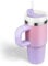 14oz Tumbler mit Griff und Stroh, Thermobecher mit Strohhalm Verlauf Kid Tumbler mit Deckel und Stroh, 304 Edelstahl Kind Tumbler, Schule Sport im FreienFarbverlauf Rosa-Lila