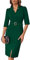 GRACE KARIN Women 3/4 Sleeves Bodycon Midi Dress Elegant V Neck Slim Fit Business Wrap Dress Dark Green L